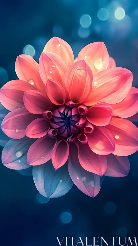 Gradient Dahlia Bloom with Luminous Bokeh Rendering