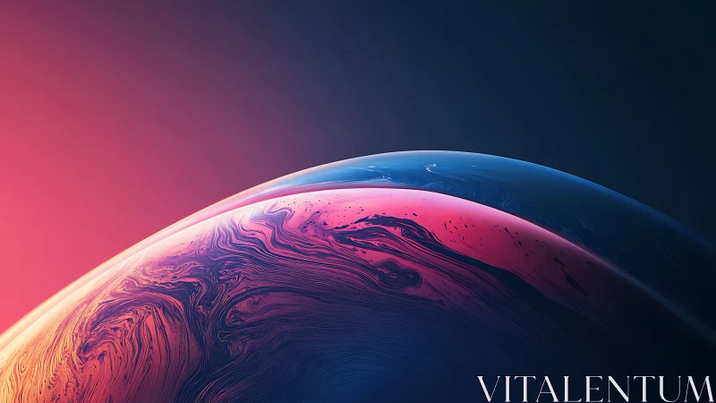 Iridescent planetary arc rendered in neon-gradient digital abstraction