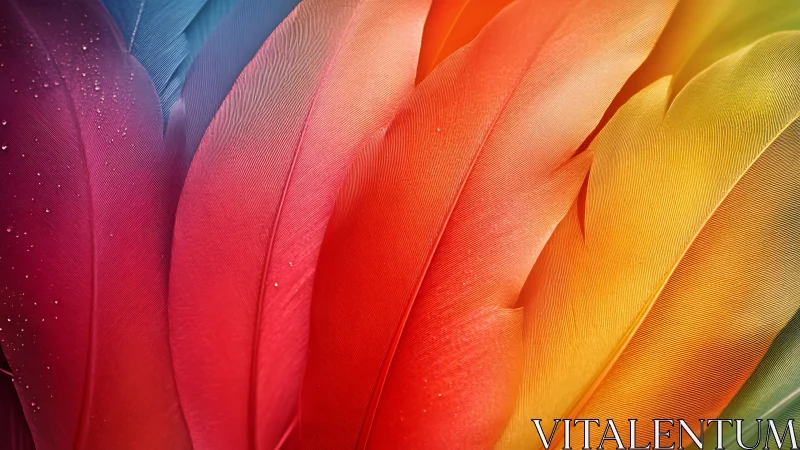 Radiant macro close-up of layered rainbow bird feathers.