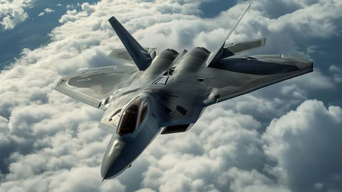 Storm-skinned stealth jet carving silver paths through clouds.