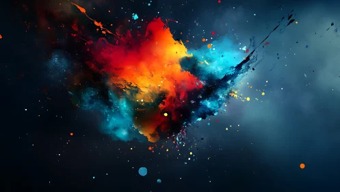 Cosmic paint explosion swirling through midnight space.