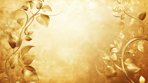 Ornate brushed-gold floral vines framing luminous center field