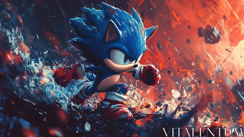 Blue speedster in explosive, high-energy dash through debris