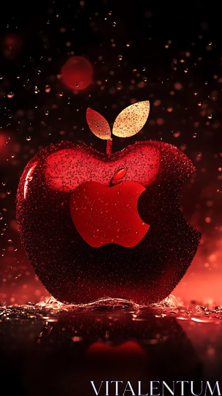 Glistening red apple splash with playful modern glow.