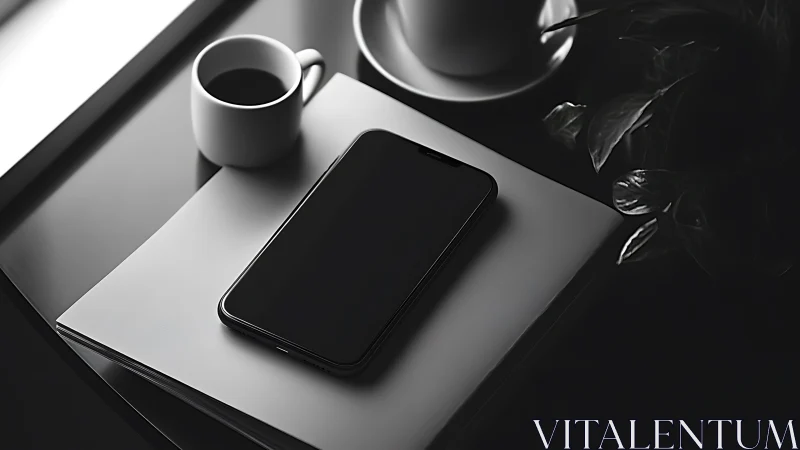 Minimalist Workspace Moment: Coffee and Creativity.