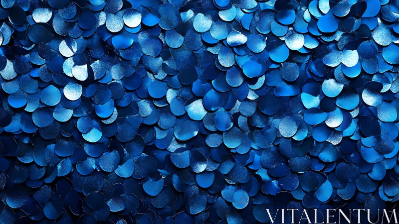 Iridescent blue sequin macro pattern forms dense abstract surface