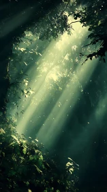 Sunlight Filtering Through the Forest Canopy.
