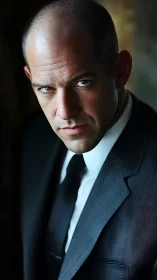 Confident professional portrait with a sharp, thoughtful gaze.