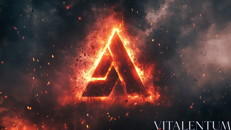 Glowing Triangle: Intense Fire Explosion with Particle Effects