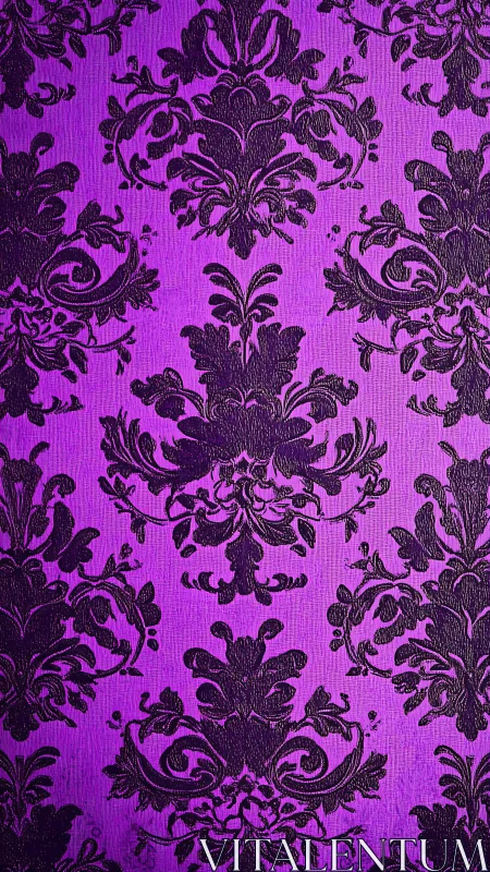 Baroque shadows bloom over neon violet damask dreams.