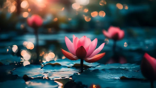 Luminous Lotus: Bokeh-Enhanced Botanical Composition.