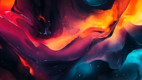 Luminous nebula currents in swirling digital pigment field.