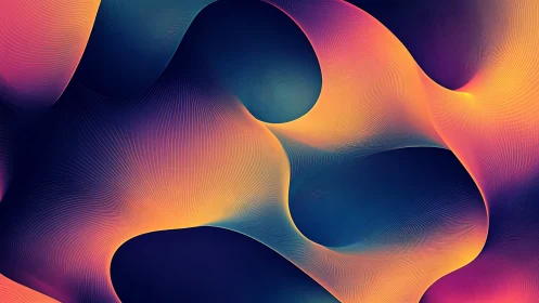 Gradient waveforms form luminous abstract topological surface