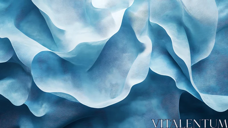 Flowing Blue Abstract Fabric Texture in Soft Digital Art Style.