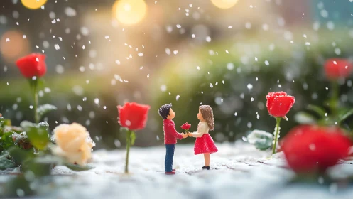 Love Blooms in Winter Snow: A Romantic Proposal.