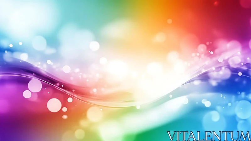 Colorful abstract gradient waves with light bokeh glow.