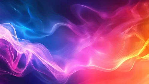 Flowing neon waves dance across a glowing color horizon