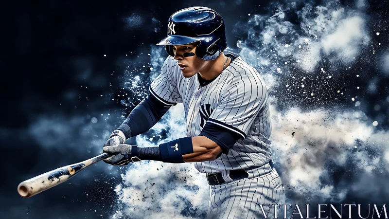 Digital portrait of baseball batter in explosive swing motion.