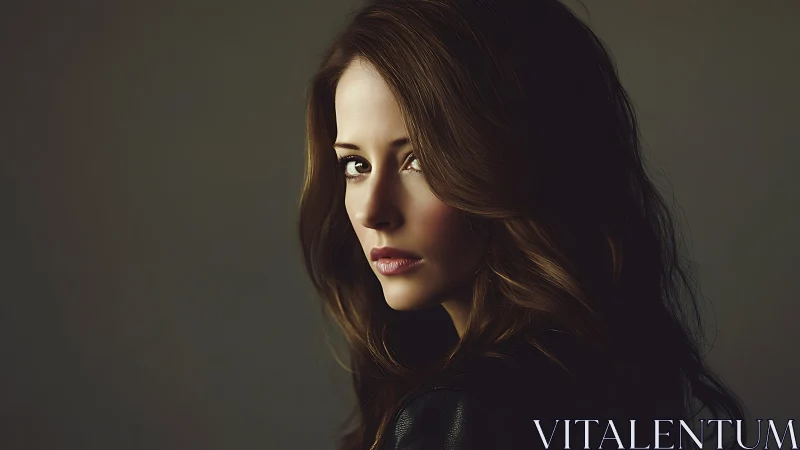 Photorealistic side-lit female portrait with muted backdrop.