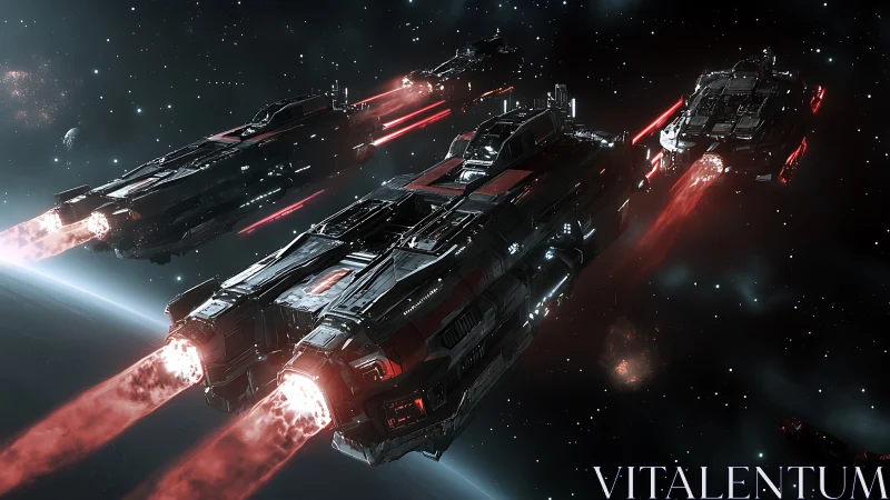 Armored interstellar warfleet with vectoring plasma drives.