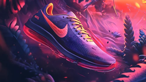 Neon runner ignites a cyber jungle of molten twilight glow.