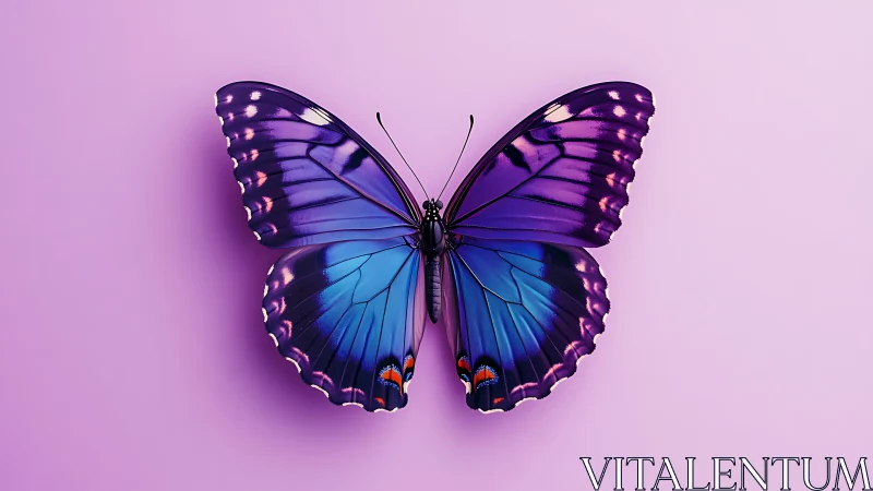 Vibrant violet-blue butterfly rendered in high-key 3D realism