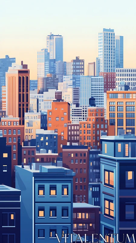 Digital illustration depicts layered midrise and highrise towers