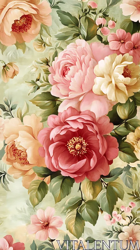 Vintage Botanical Florals: Romantic Garden Composition