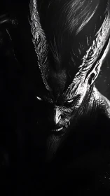 Horned shadow king glaring from sculpted midnight.