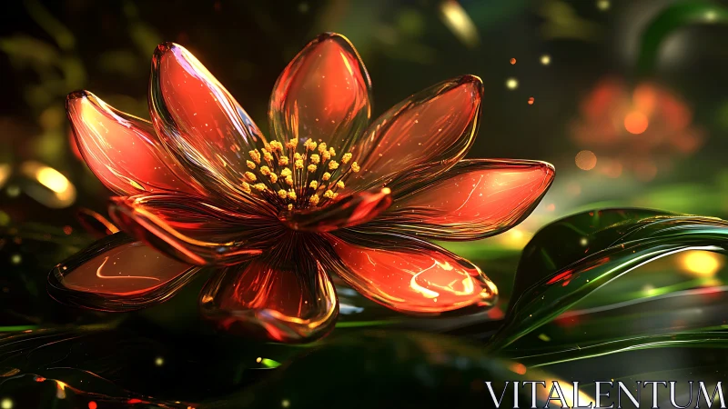 Luminescent Petaled Bloom with Chromatic Refraction Rendering.