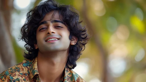 Soft-focus shallow-depth portrait uses warm bokeh background rendering