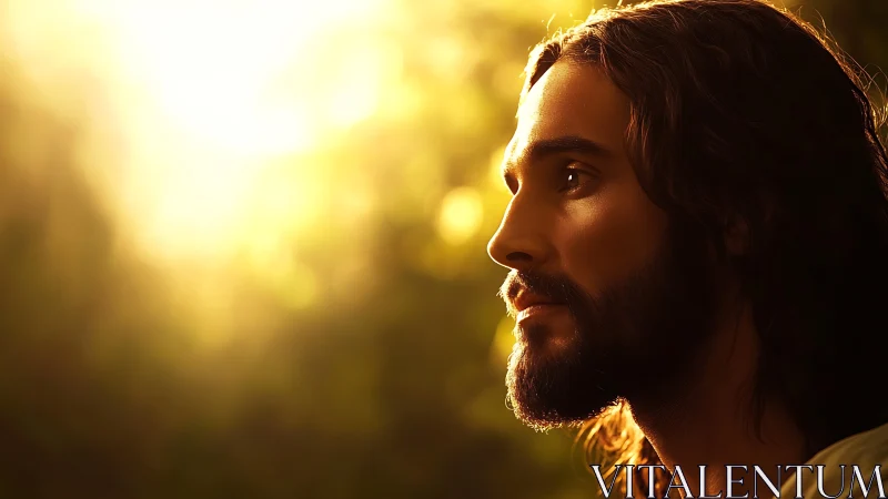 Side profile portrait of man in warm golden sunlight.