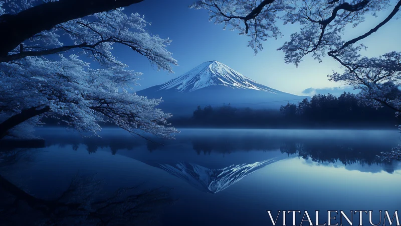 Nocturnal alpine symmetry over glacial lake reflection study.