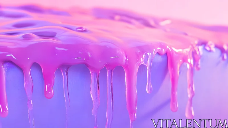 Vibrant Pink and Purple Dripping Paint Close-Up, Abstract Art.
