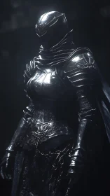 Specular-lit black knight armor with high-gloss PBR shading
