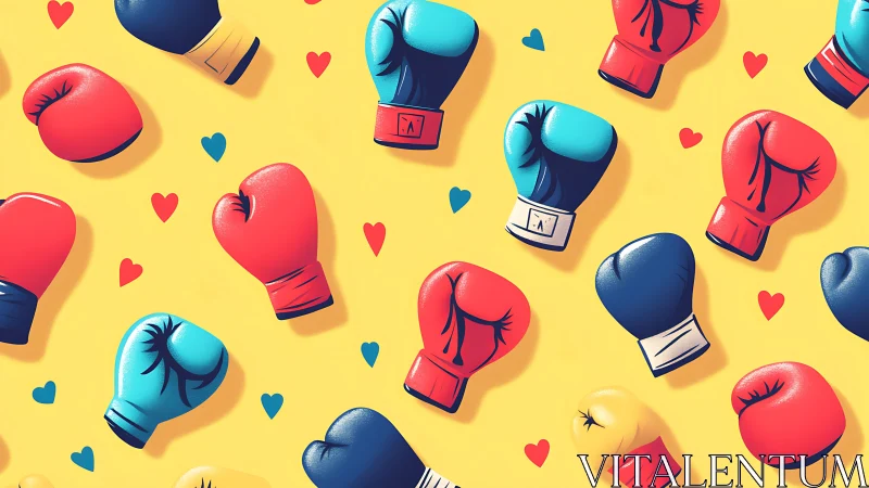 Chromatic Boxing Glove Pattern: Dimensional Illustration on Vibrant Background.