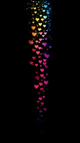Chromatic heart gradient dispersing vertically across dark background