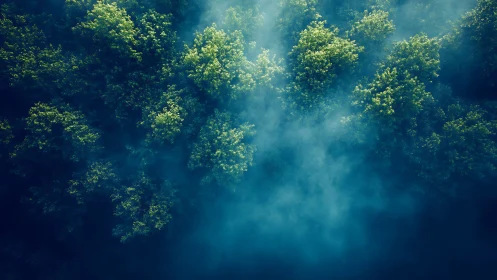 Enchanting Forest Canopy Bathed in Golden Light.