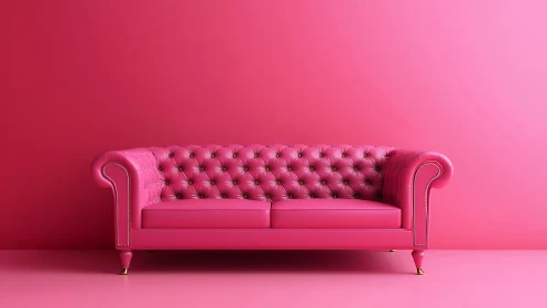 Playful pink sofa oasis in a boldly monochrome room.