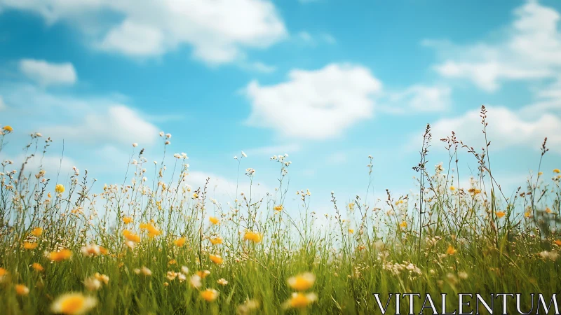 Wild meadow daydream rises beneath a softly drifting sky