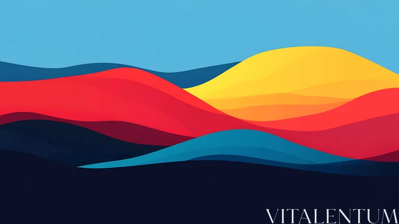 Gentle rainbow hills glowing under a calm, open sky.