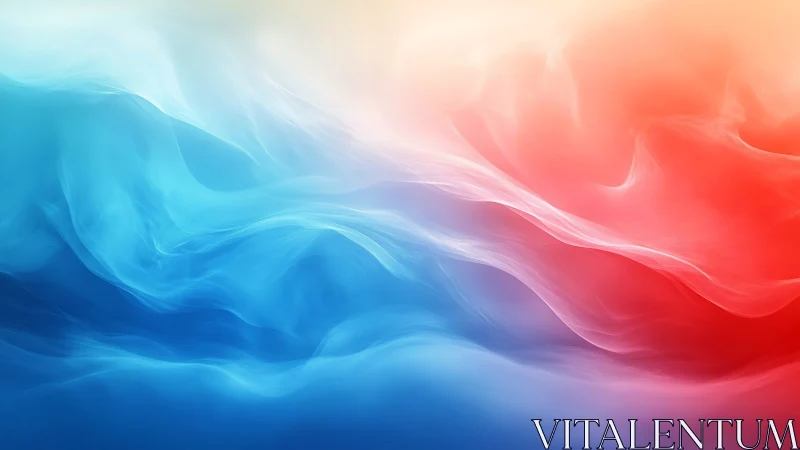 Abstract gradient waves in blue and red tonal fields.