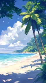 Tropical Paradise Where Palms Reach Toward Endless Azure Skies