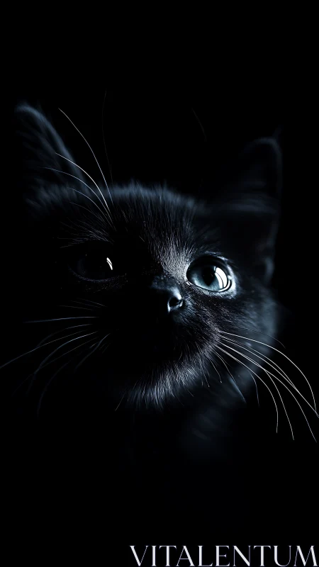Luminous Feline Gaze: Black Cat's Soul Mirror.