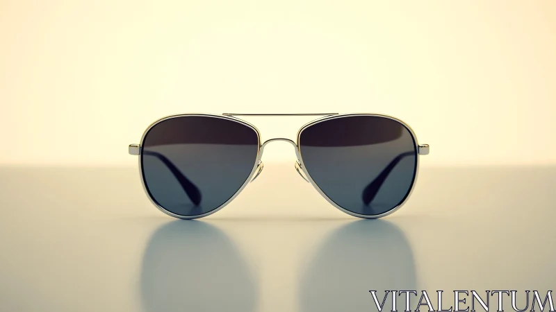Classic Aviator Sunglasses on Minimalist Background, Modern Style.