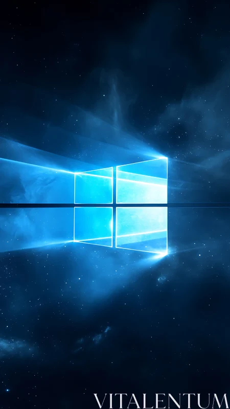 Luminous window of light drifting through a quiet starfield.