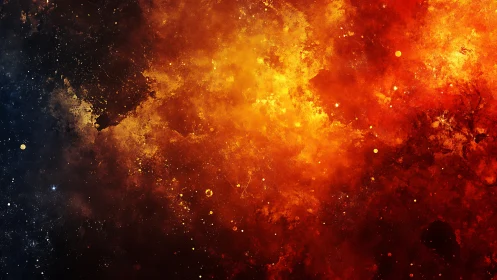 Stellar nebula field shows dense orange and red gas clouds