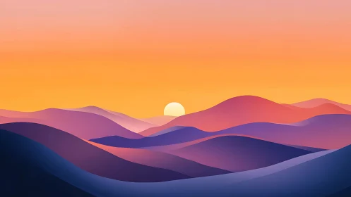 Sunrise rolls over candy-colored hills in soft gradients.