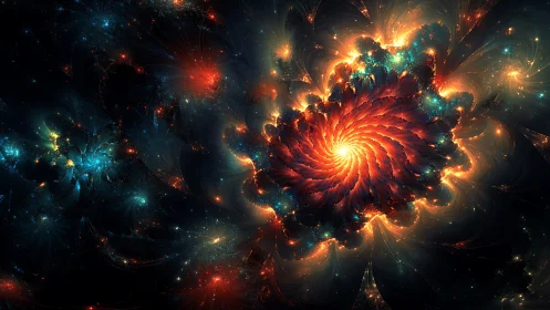 Glowing cosmic spiral blooming with swirling stardust light.
