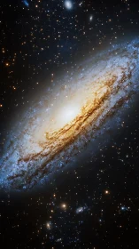 Spiraling starlit galaxy glows gently in the deep night sky